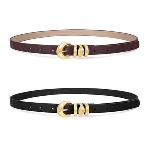2 Pack 0.71'' Womens Skinny Leather Belts For Ladies Thin Waist Belt For Jeans😋